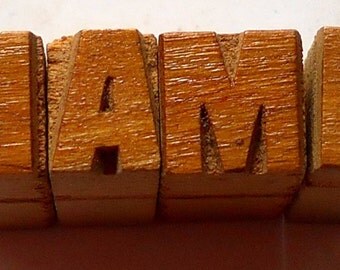 Antique Letterpress Name 8mm Wood Type Printers Blocks Lot of 4 typography collection #4