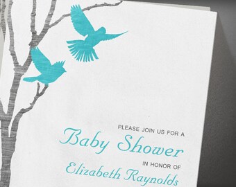 blue birds baby shower invites
