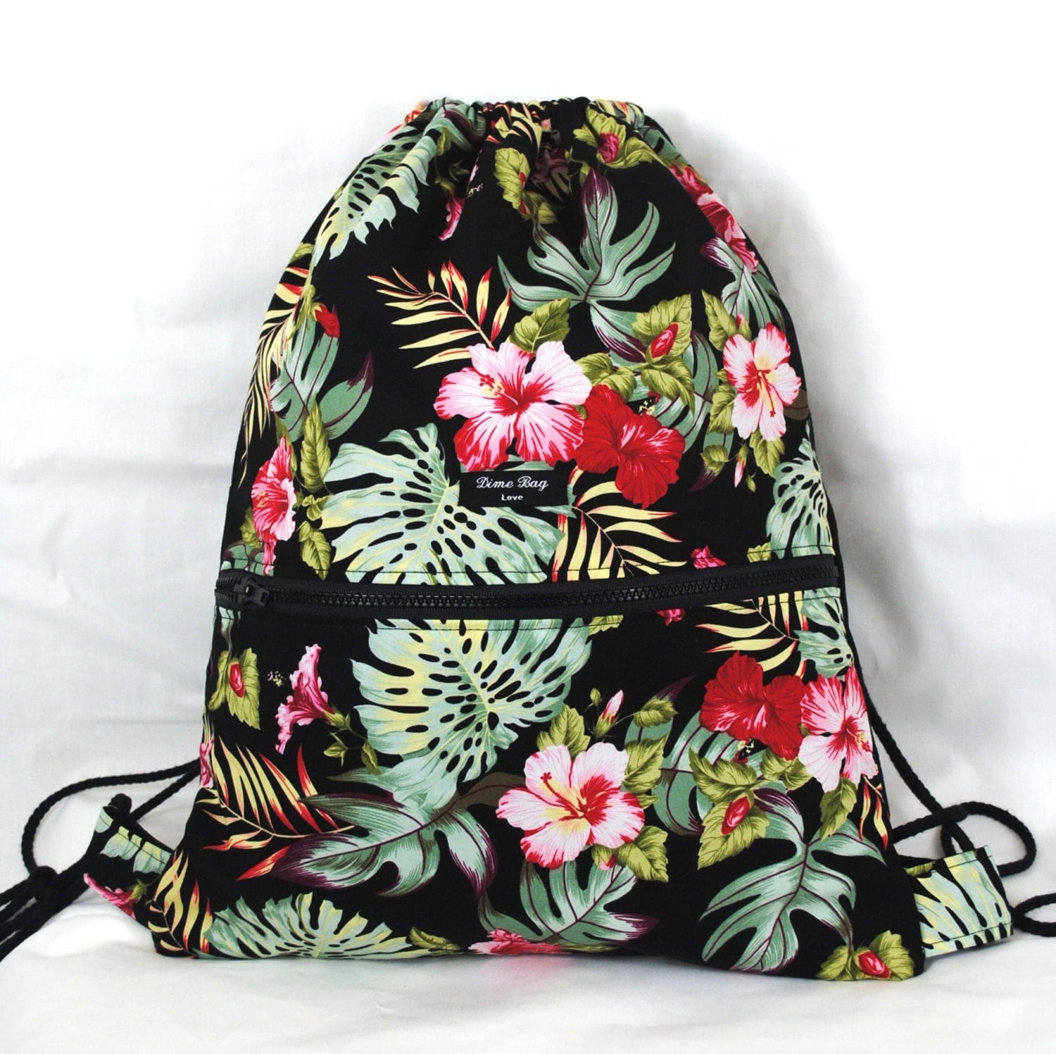 New Tropical Hawaiian floral backpack / drawstring by DimeBagLove