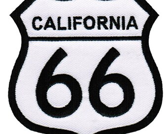 ROUTE 66 CALIFORNIA PATCH iron-on embroidered Road Sign Historic Highway Emblem biker applique