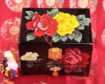 Peony Wooden jewelry box Ring box Wooden box Wedding gifts Jewelry boxes Wooden boxes Ring