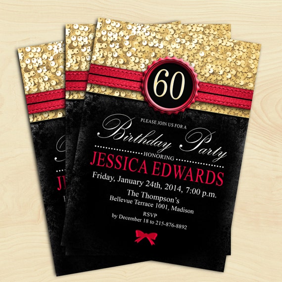 Women 60th Birthday Invitation / 70th / 80th / 90th / Any Age