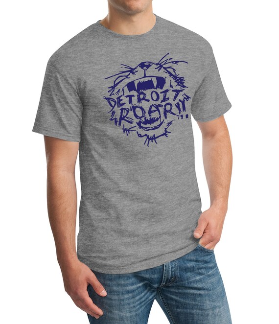 Items similar to Detroit Tigers Roar!! Screen Print TShirt Sports Grey Shirt, Sizes S5XL Great
