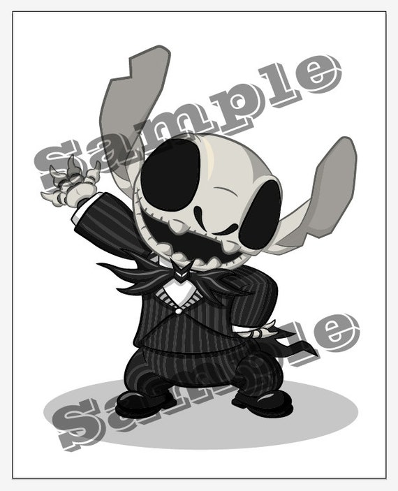 Items similar to Character Fusion, Stitch and Jack Skellington Print on Etsy