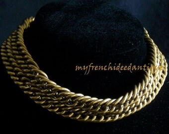 CHANEL necklace link double row signed vintage french jewelry vintage Made in France Paris