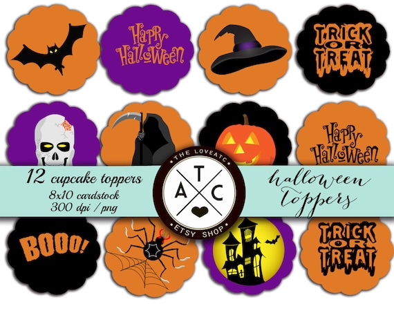 Halloween Cupcake Toppers-digital File By Theloveatc On Etsy