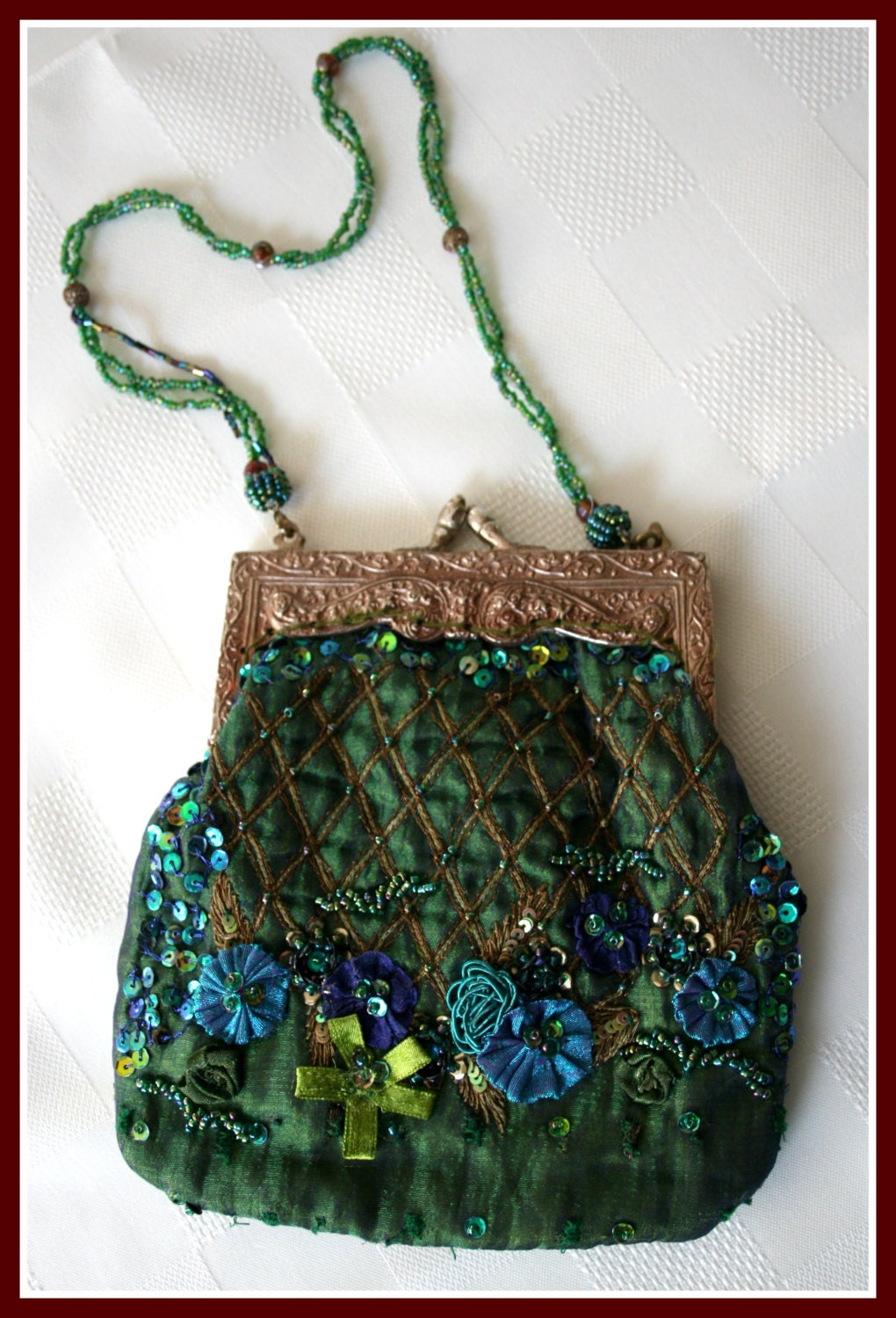 WAYNE M Kleski purse small beaded elegant by VintagePatternsDepot