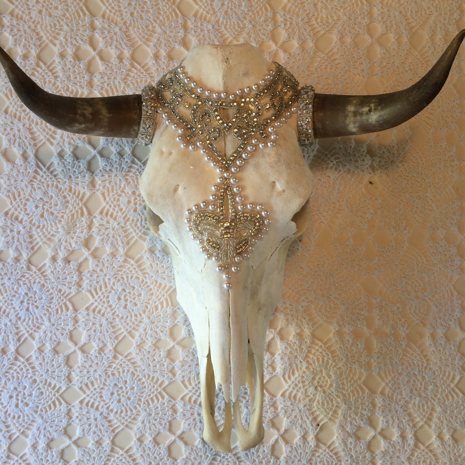 Bedazzled Cow Skull Mary Queen of Scots by mokaluv1234 on Etsy