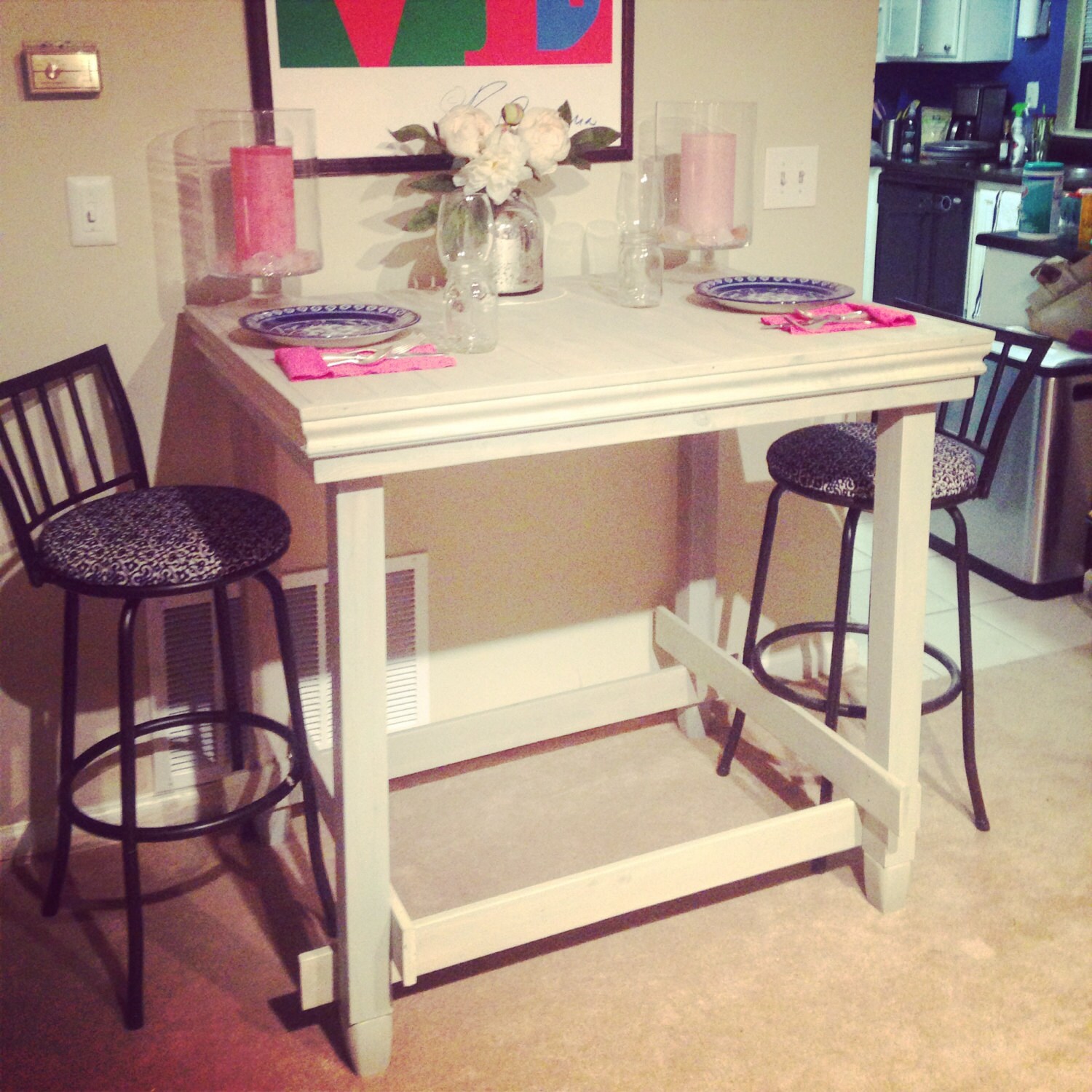 custom handcrafted wood pub/bar table size height stain