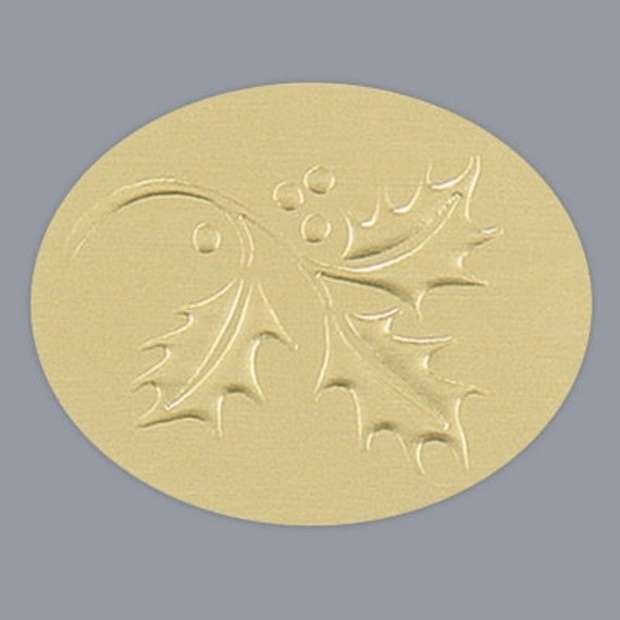 Items similar to Embossed Gold Holly Oval Christmas Stickers Envelope