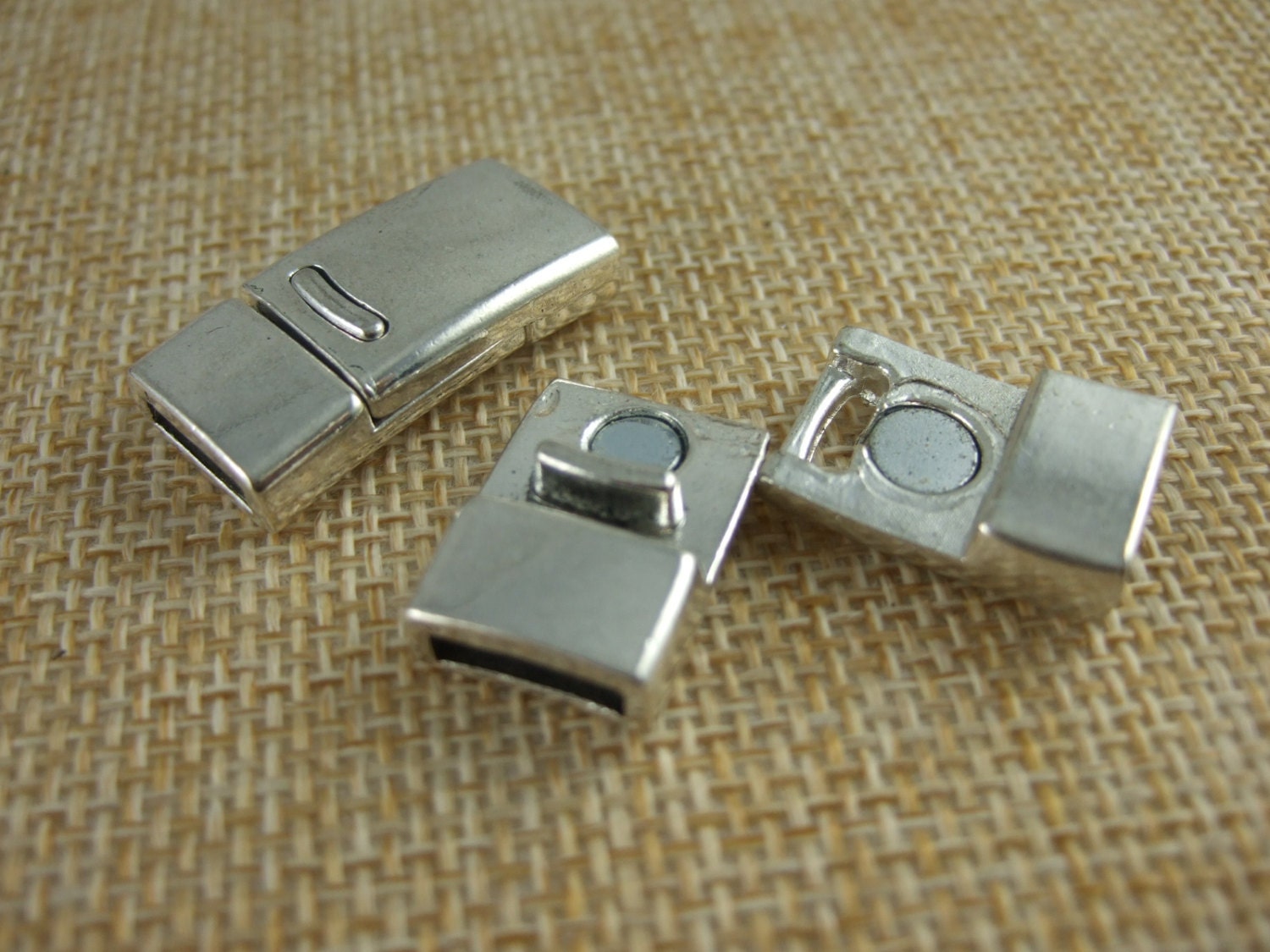 3 Sets 10x2mm Flat Clasp 10mm Flat Leather Clasp