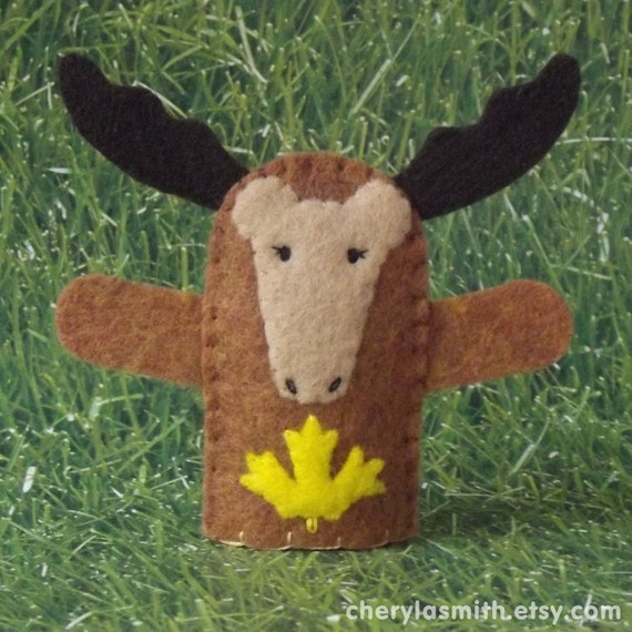 Canadian Moose Finger Puppet Felt Animal Puppet Wildlife