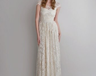 Melissa--2 Piece, Hand-Beaded Lace and Silk Wedding Dress