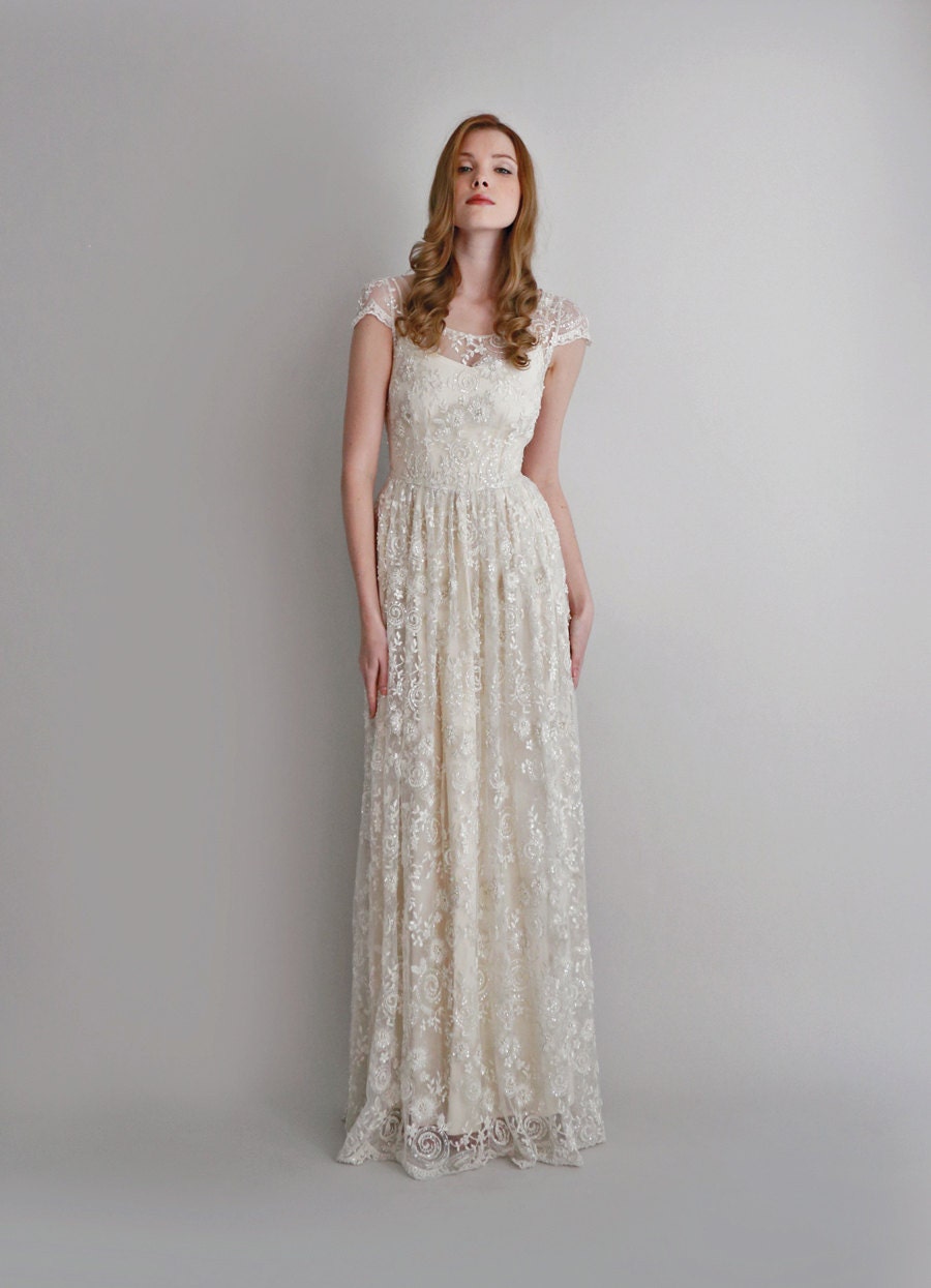 Melissa2 Piece Hand-Beaded Lace and Silk Wedding Dress