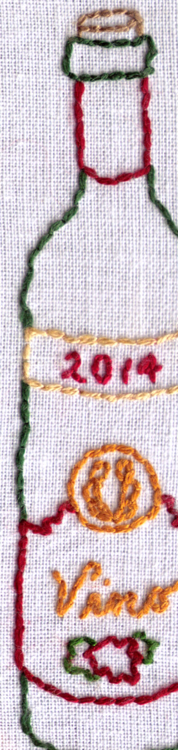 Wine hand embroidery pattern combo pack wine bottle glass Wine hand embroidery pattern combo pack wine bottle glass