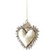 Large Mexican flaming milagro heart pendant made in silver. SALE