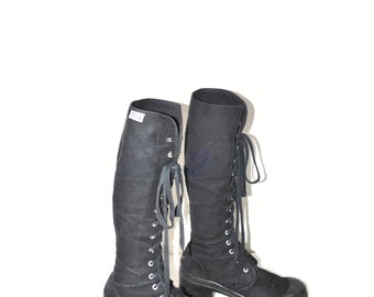black canvas platform boots