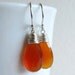 Orange Gemstone Earrings Wire Wrapped Silver Chalcedony Jewelry
