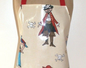 Jolly Pirates - Adult full length apron - PVC / Oilcloth Apron - Pirates Apron - Waterproof - Wipe Clean Apron - BBQ Apron - Man Apron