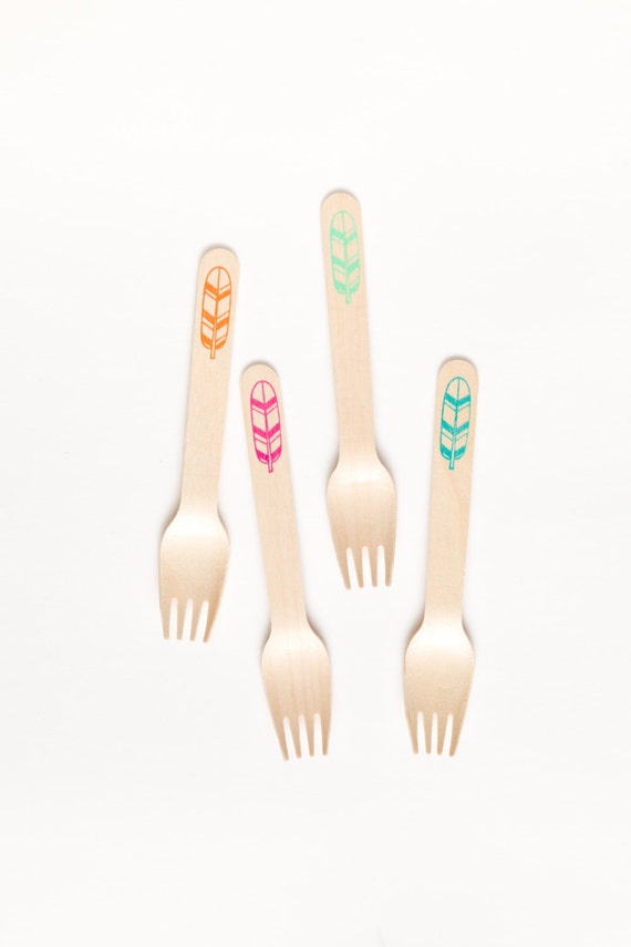 New Feathers - 20 Wooden Forks Spoons Or Knives - Perfect Alternative To Plastic Utensils For Parties Il_570xn