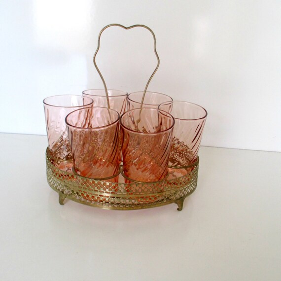 Vintage Glass Carrier Glasses Rack for 6 by nanascottagehouse