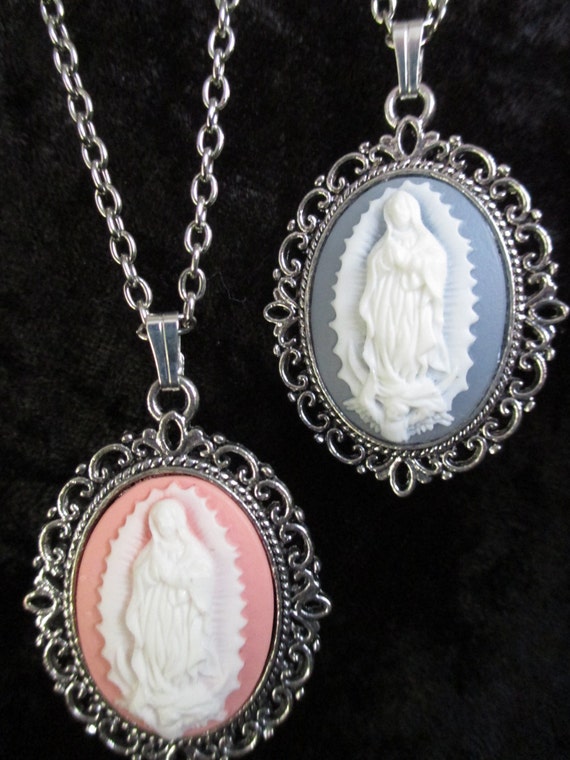 The Virgin Mary Cameo Necklace Our Lady of Guadalupe Religious
