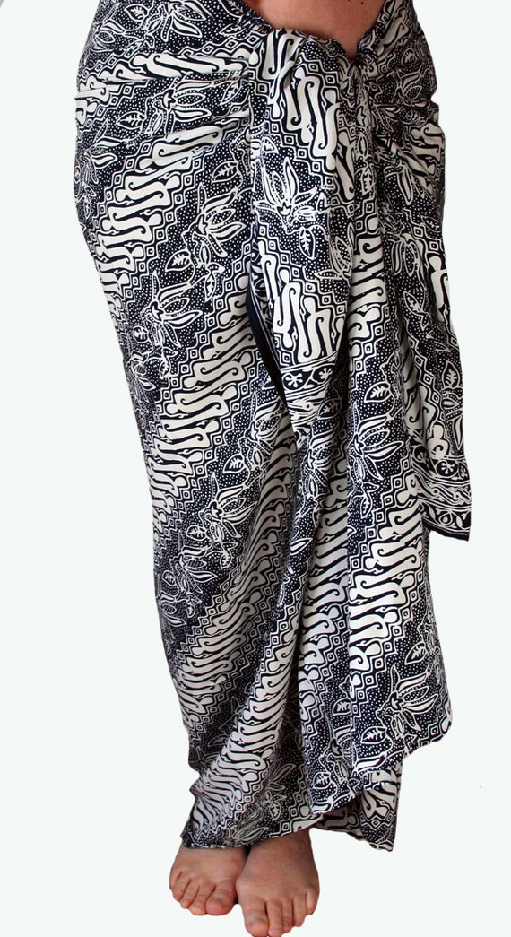 Navy Blue and White Sarong - Beach Sarong - Swimsuit Cover Up - Blue ...