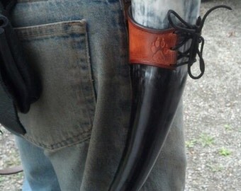 Drinking Horn Holder -Wolf Paw Print, custom order