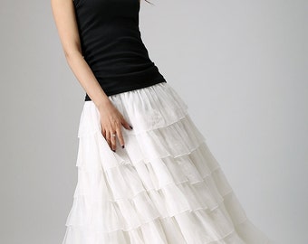 White Chiffon Long Skirt | Jill Dress