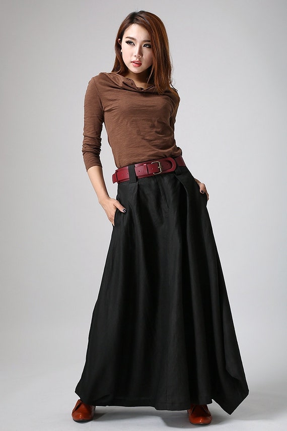 Black Linen Skirt 22