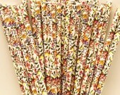 Paper Straws, 25 CALICO FLORAL Paper Straws, Bridal Shower, Tea Party, Preppy Girls, Princess, Bridal Tea, Mothers Day, Vintage Wedding Il_170x135