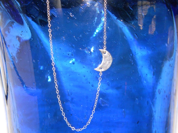 items-similar-to-sterling-silver-moon-necklace-crescent-moon-centered