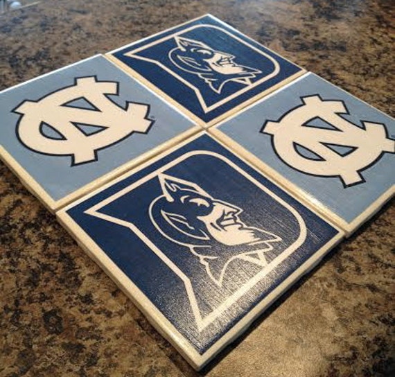 Items similar to Duke / UNC House Divided Coasters, Set of 4 Ceramic