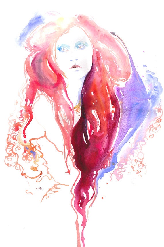 Items similar to Original Watercolor Painting, Fashion illustration ...