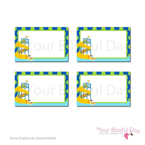 PRINTABLE Boy Waterpark Label Tents #598 Il_570xn