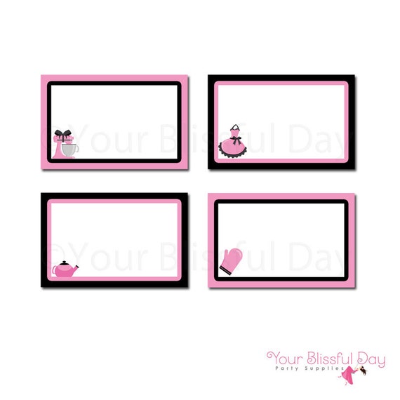 PRINTABLE Kitchen Bridal Shower Label Tents #808 Il_570xn