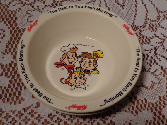 Items similar to Vintage Kellogg's Cereal Bowls - Set of Four (4) - 14 ...