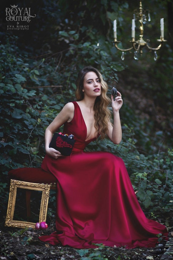 Items Similar To Sale Red Passion Dress In Silk Satin Sexy And Elegant Haute Couture S On Etsy 8207