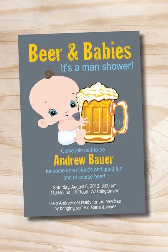 MAN SHOWER Beer and babies Diaper Party Invitation Printable