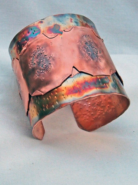 Bold Bronze and Copper Cuff Bracelet Stone Textured by Texturz