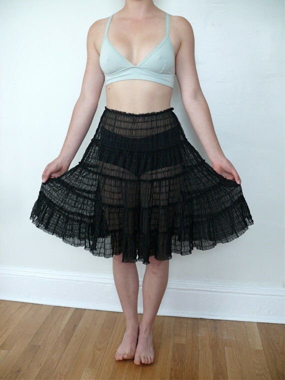 black ruffle slip
