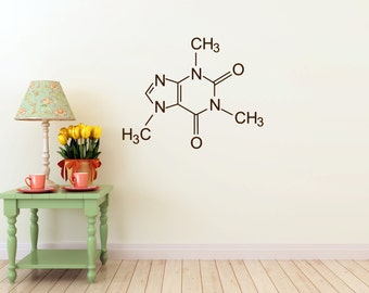 Caffeine Compound Molecule Vinyl Wall DECAL- coffee shop, home and business decor