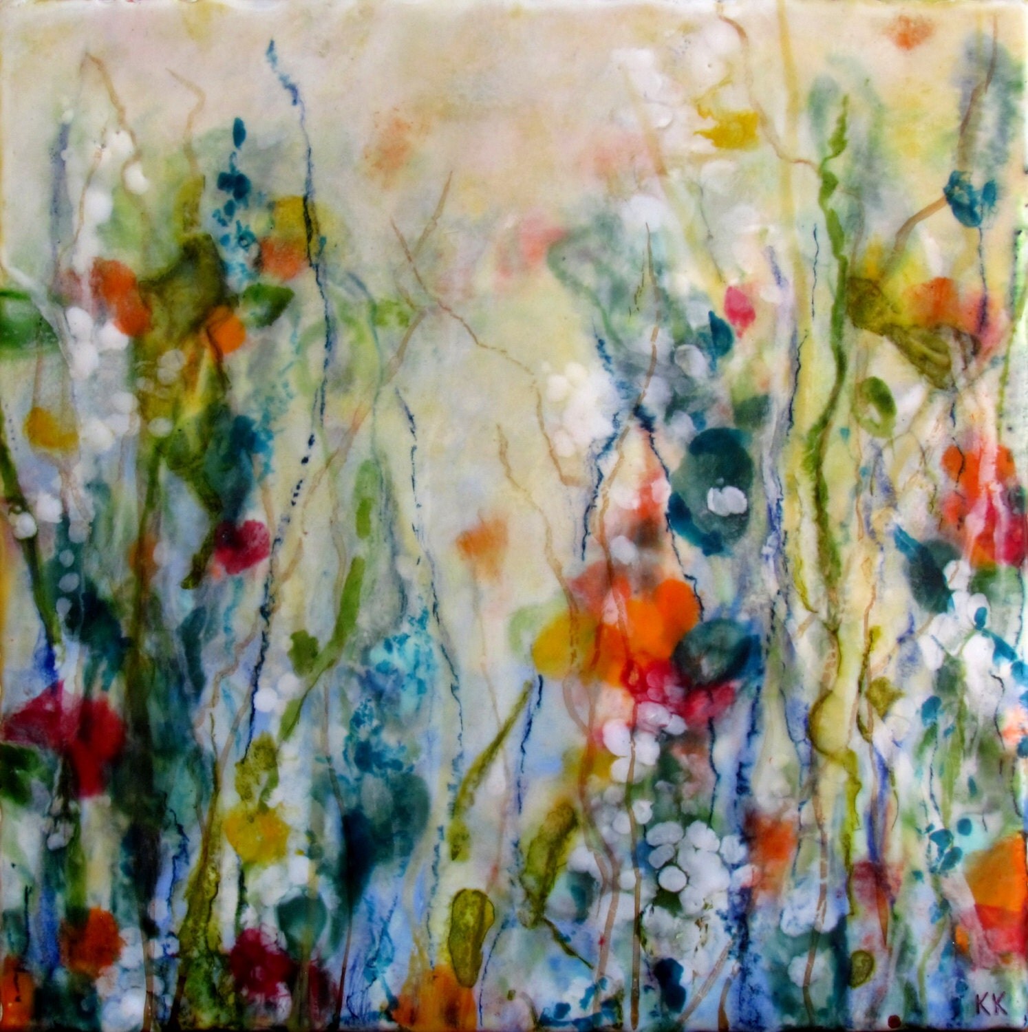 Original Encaustic Painting Poppy Painting Wildflowers