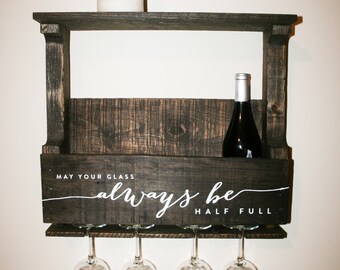 Reclaimed Wood Wine Rack — May Your Glass Always Be Half Full — Reclaimed Pallet Wood
