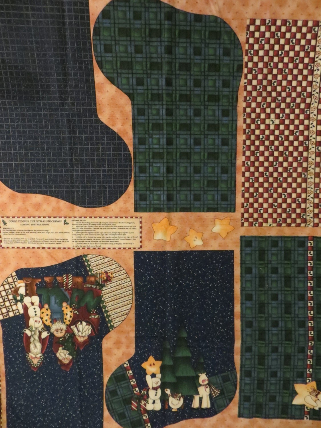 Christmas Stockings Fabric Craft Panel for Sewing. Good