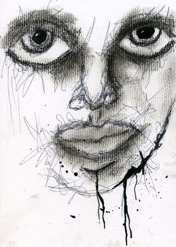 Abstract face drawing created with Charcoal by PaintingsbySimon