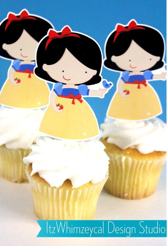 Classic Princess Snow White Inspired Die Cut Cupcake Topper (One Dozen) Il_570xn