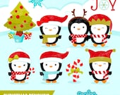CHRISTMAS PENGUINS Digital Clipart, Christmas Clipart, Penguins Clipart / Instant Download Il_170x135