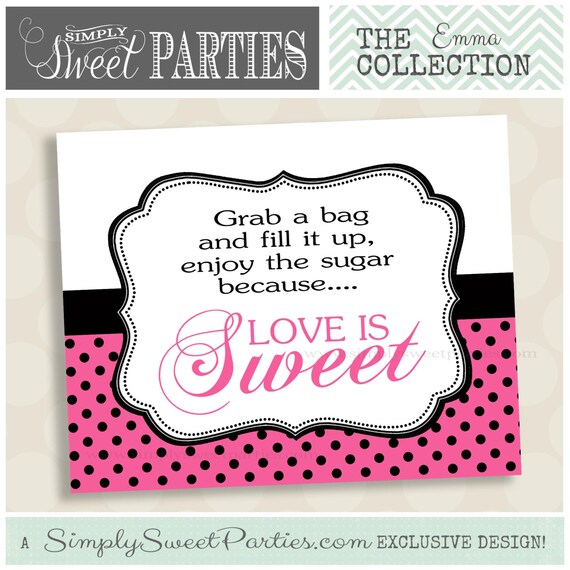 Wedding Sign for dessert candy buffet, Guest book, Gift Cards, Table numbers, favors in COLOR, FONT, and PHRASE of choice Il_570xn