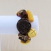 Handmade button bracelet, chunky Art Deco bakelite, celluloid, lucite buttons, earth tones